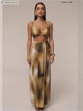 JLUXLABEL - BROWN EARTHBOUND TOP & SKIRT SET